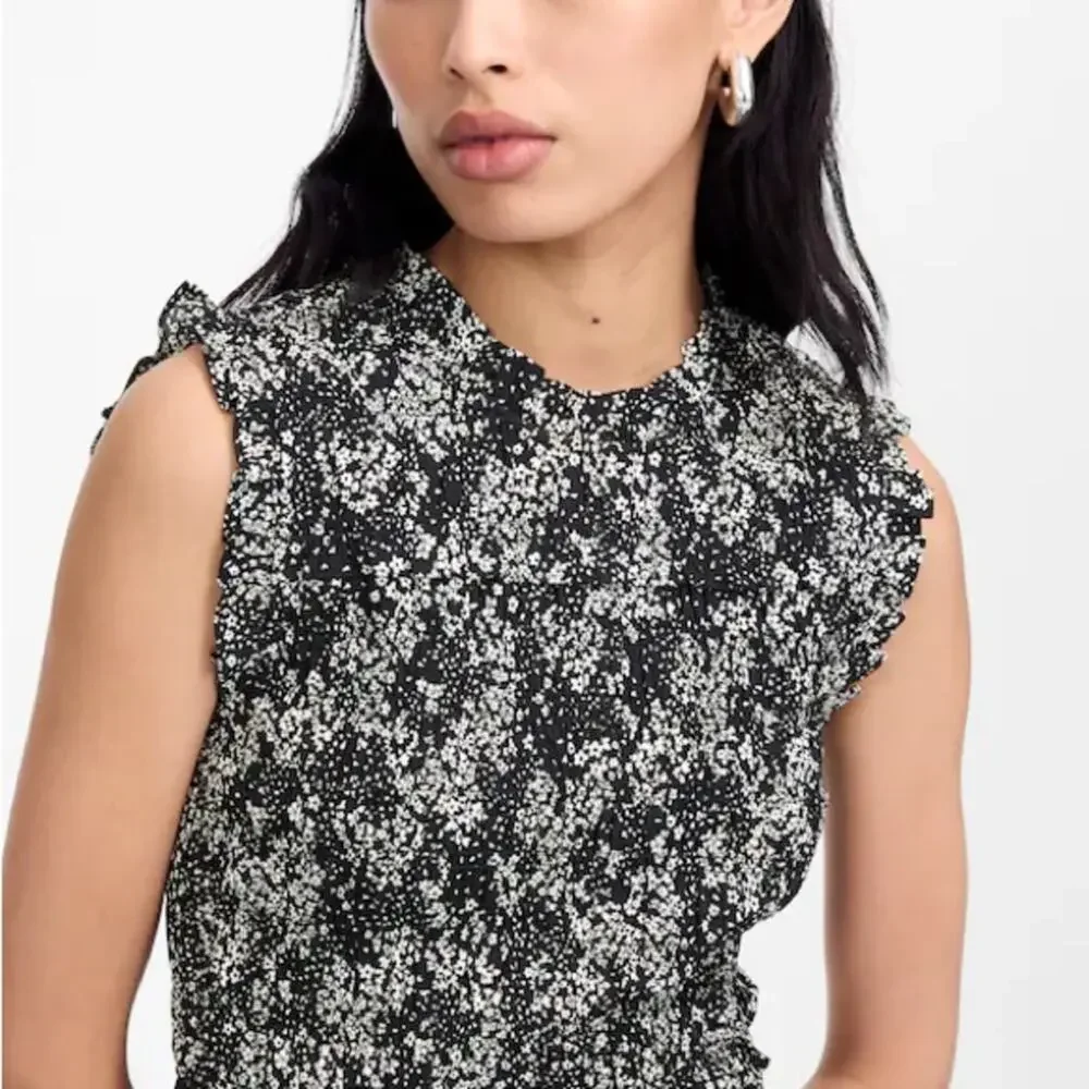 Madewell Smocked Crewneck Mini Dress in Floral Size 6